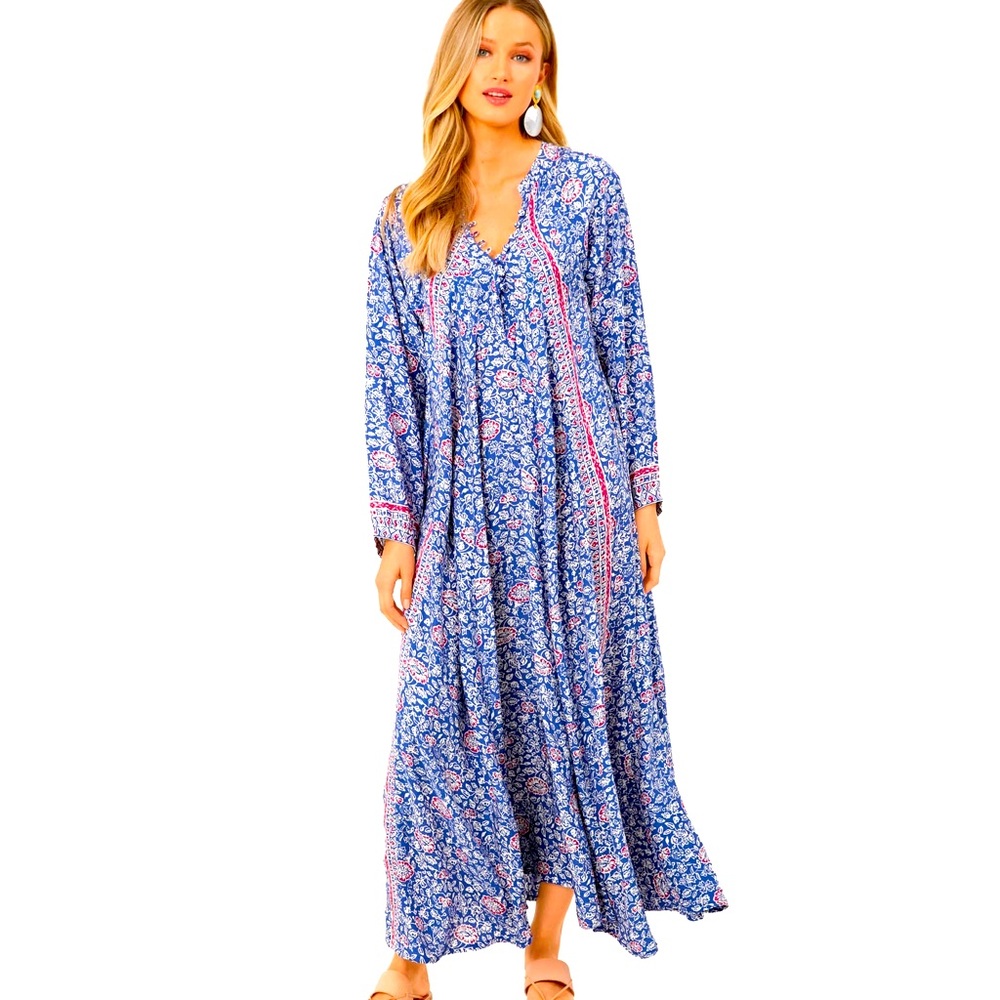 Natalie Martin pelicano blue silk fiore, M